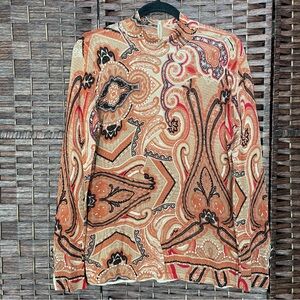 Chico's Mock Turtleneck Paisley
Knit Long Sleev Top, Boho Retro Grandmacore, M.